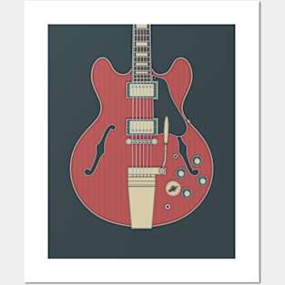 Cherry Vintage Hollow Body Guitar Posters and Art